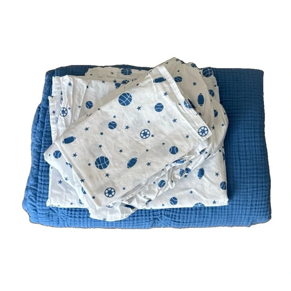 Toddler 4 Piece Bedding Set Blue Sports Cloud Island Target Cotton New